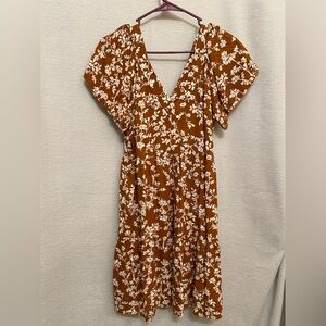 Old Navy Brown Floral Midi Dress